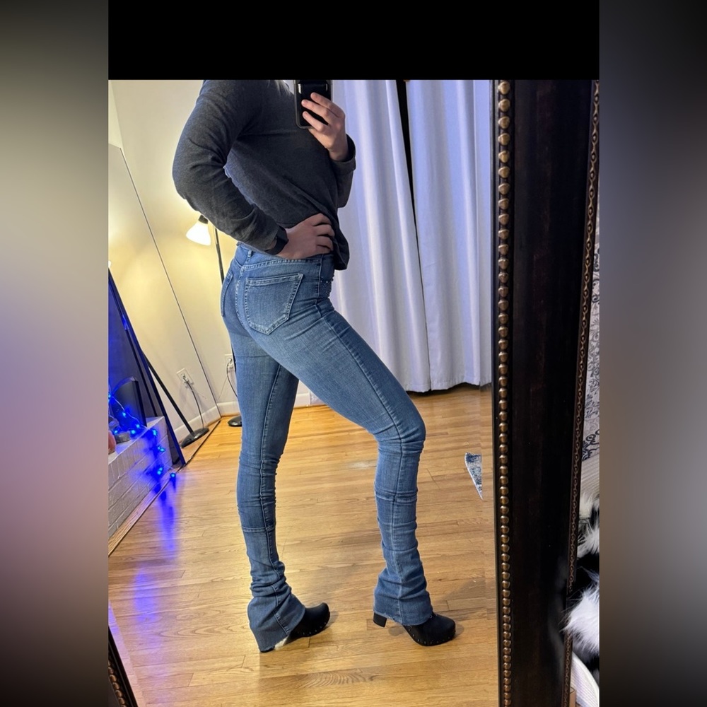 High Rise Skinny Stretch Stacked Extra Long Blue Jeans Size 2 (34)